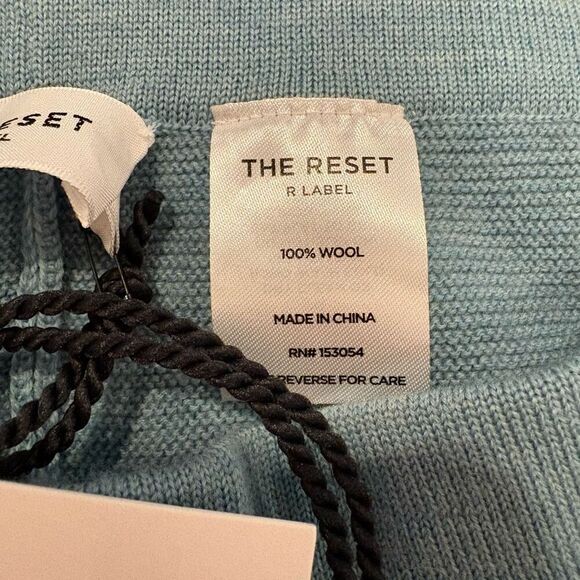 NWT The Reset 100% Wool Wide leg Pant Blue Size Large Pull On Knit $148.00 - Picture 4 of 4